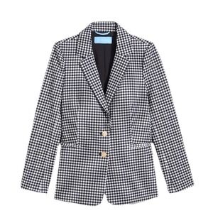 Draper James Gingham Size‎ 0 Black White Blazer Women 2 Buttons